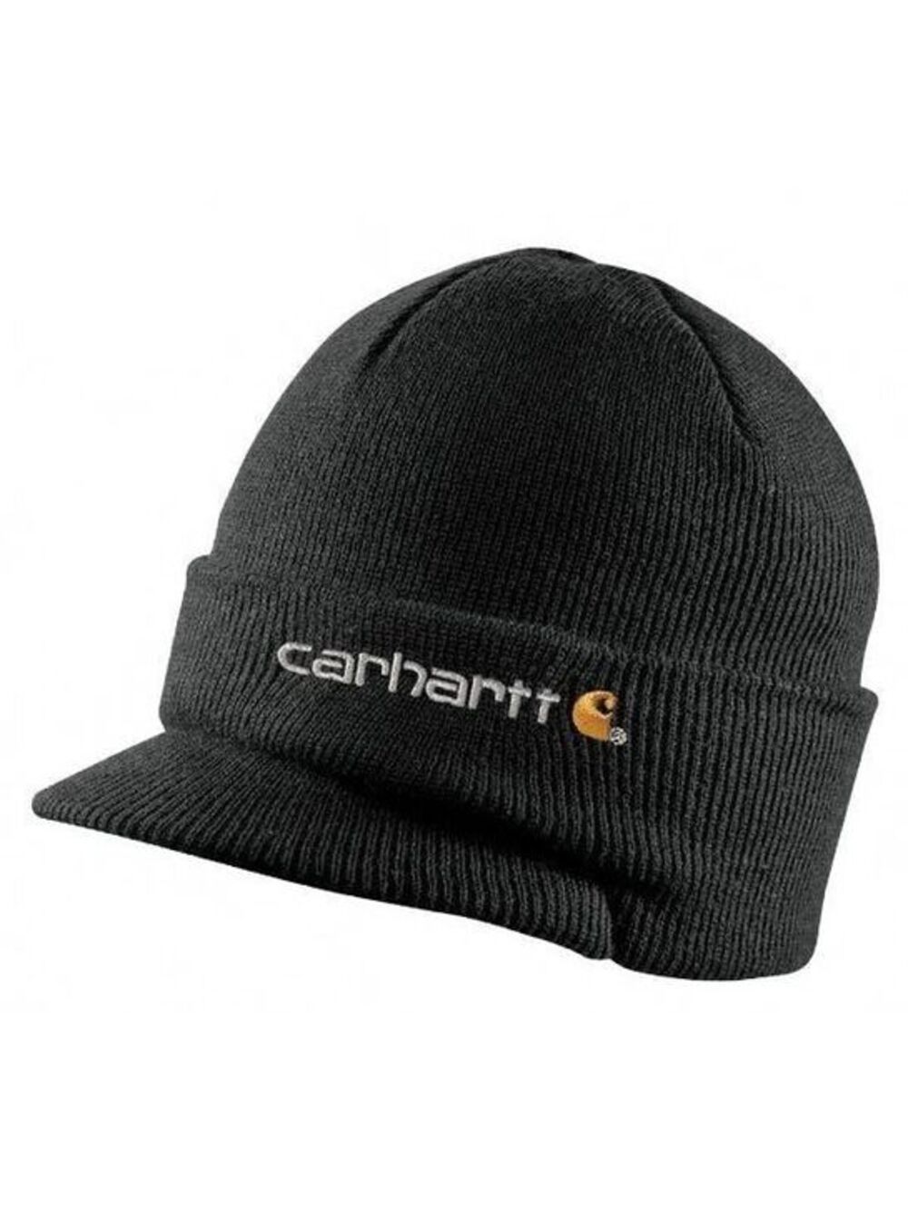 Carhartt Mens Visor Beanie Hat Black Knit Brimmed A164BLK Made in USA OSFA NWT